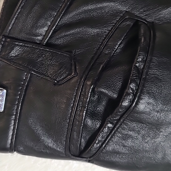 Vintage black leather pants Roxstream size 7-8 womens - Picture 5 of 12